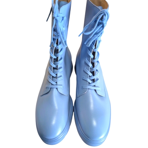 Stuart Weitzman McKenzee Cornflower Blue Combat Boot.... Size 8.5 - Picture 6 of 10